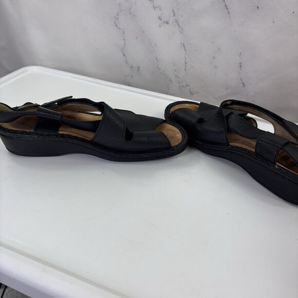 Finn Comfort Sandals Women's Slingback Black Leather Buckle sz 38 D US 7 Strappy - Picture 11 of 15